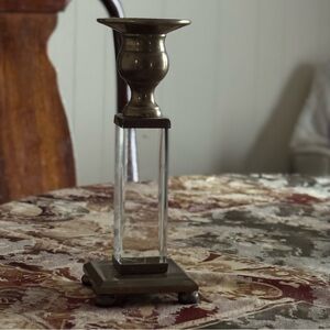 Vintage brass lucite candlestick